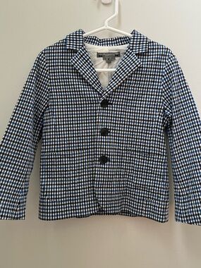 Bonpoint Blue and White Gingham Kids Blazer